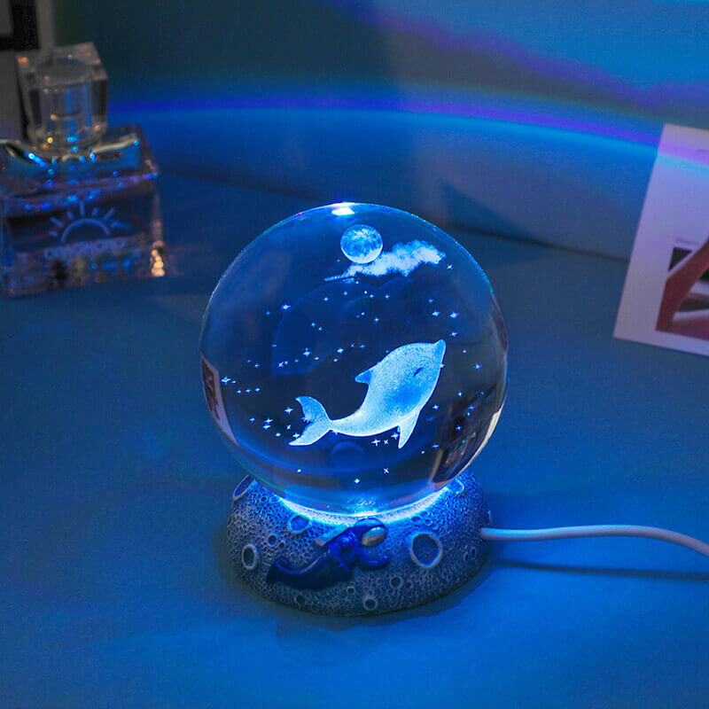 Veilleuse boule de cristal du monde sous-marin