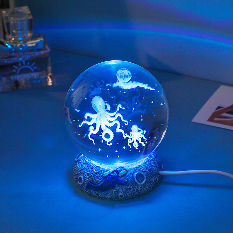 Veilleuse boule de cristal du monde sous-marin