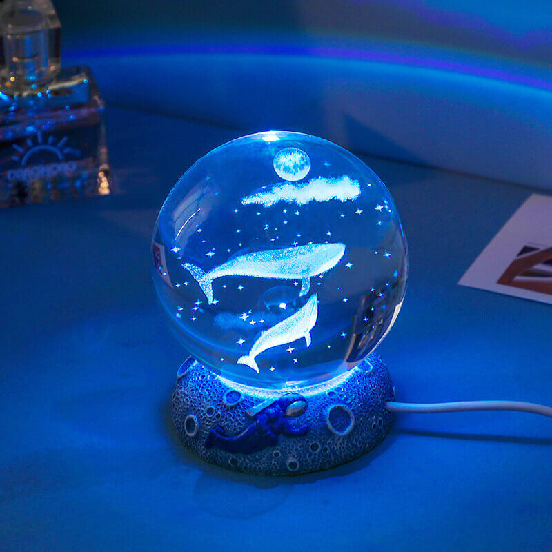 Veilleuse boule de cristal du monde sous-marin