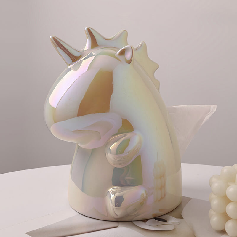 Aufbewahrungsbox für Taschentücher aus Keramik mit Einhorn-Motiv