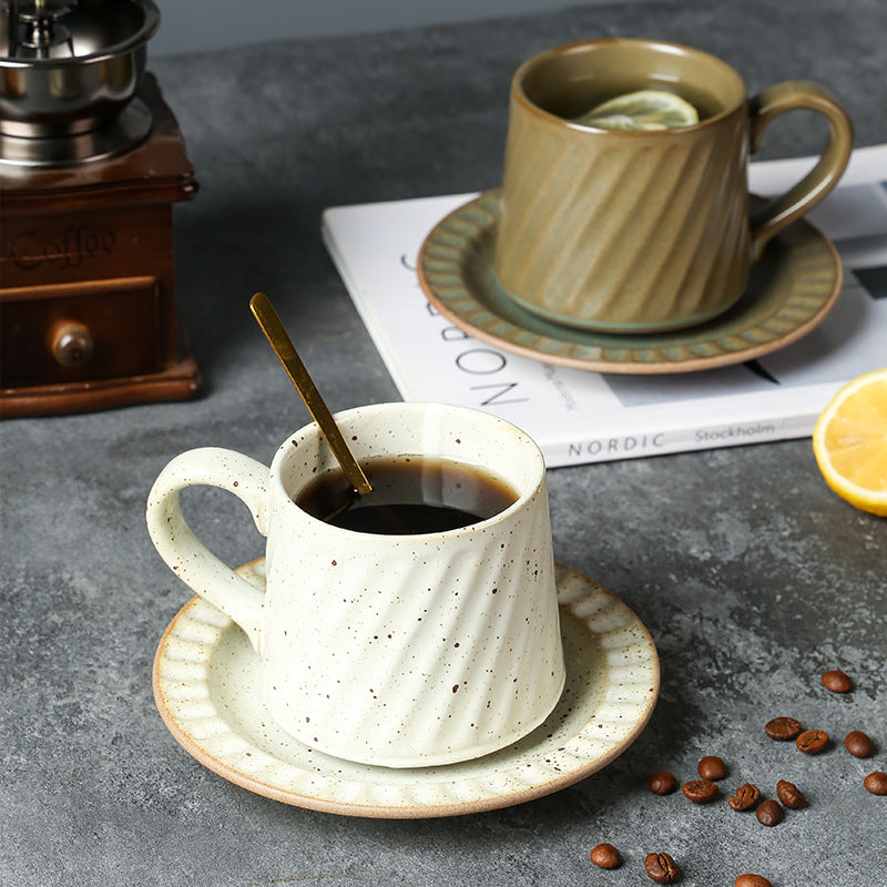 Vintage Ceramic Striped Cup and Saucer