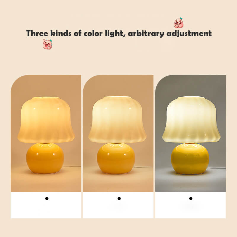 Lampe champignon vintage jaune crème