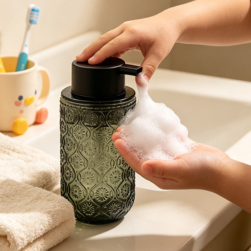 Vintage Embossed Glass Soap Dispenser
