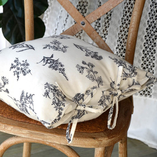 Vintage Line Drawing Flower Throw Pillow Cover