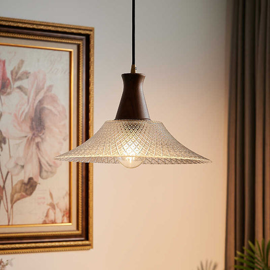 Vintage Walnut Small Ceiling Chandelier