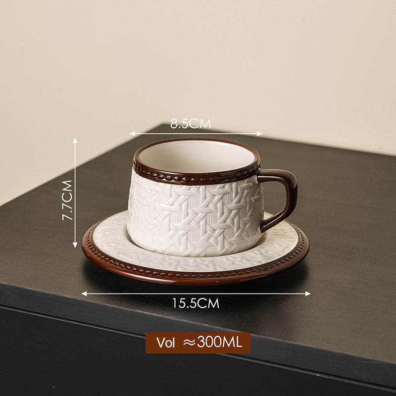 Woven-Pattern Ceramic Coffee Cup Set
