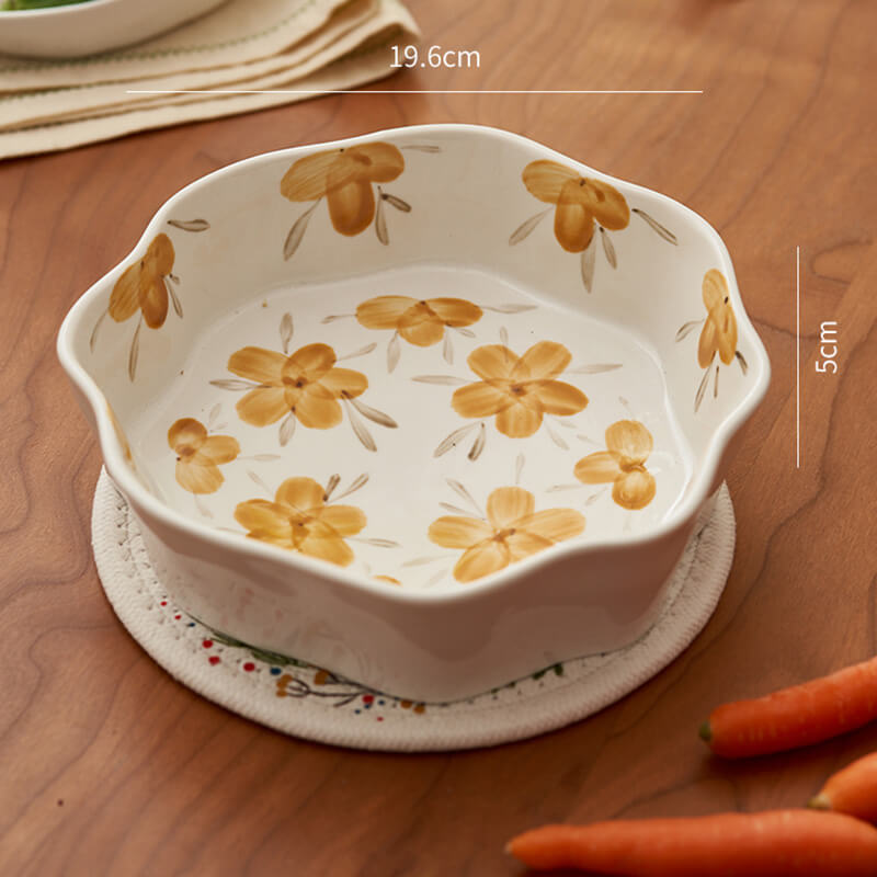 Yellow Flower Ceramic Baking Tableware
