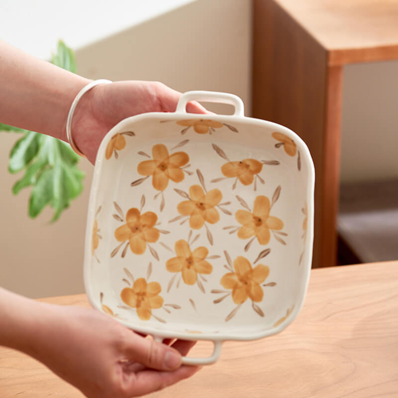 Yellow Flower Ceramic Baking Tableware