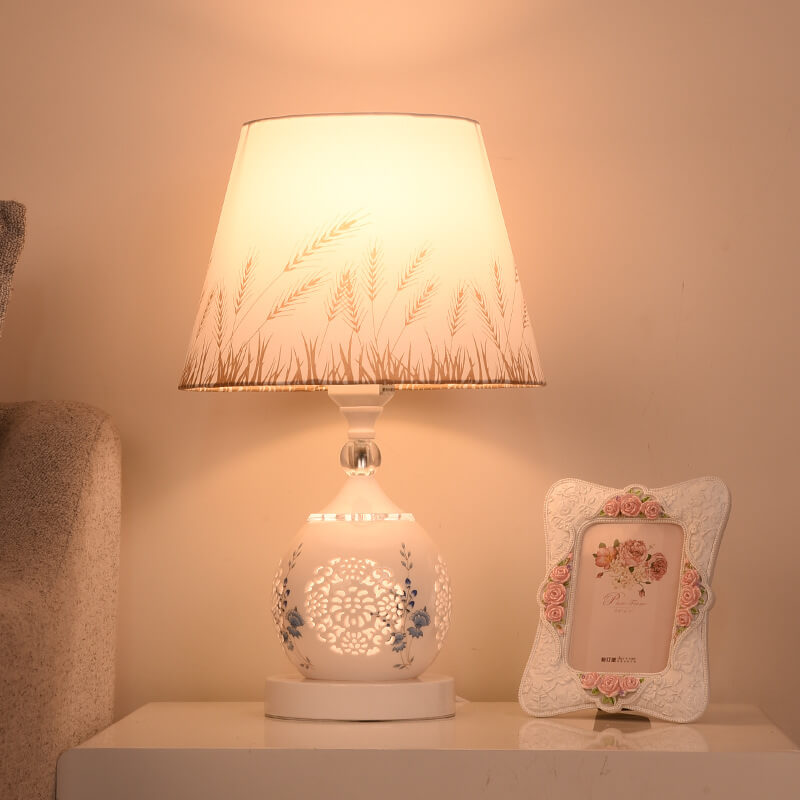 Blau-weiße Tischlampe aus Porzellan und Keramik