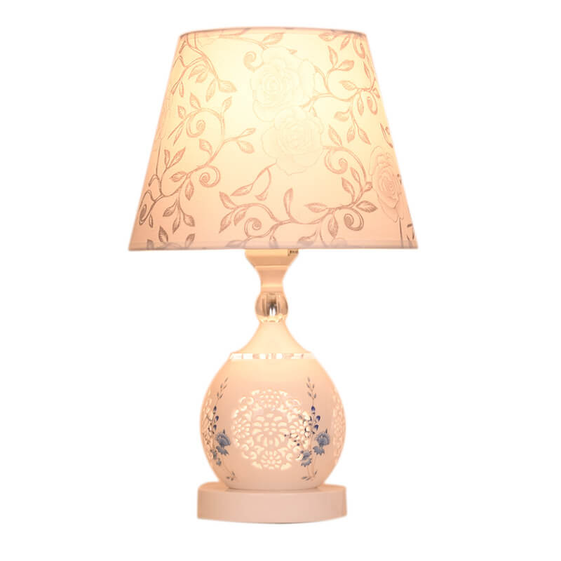 Blau-weiße Tischlampe aus Porzellan und Keramik