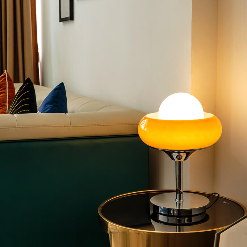 Lampes de table en verre à tarte aux œufs