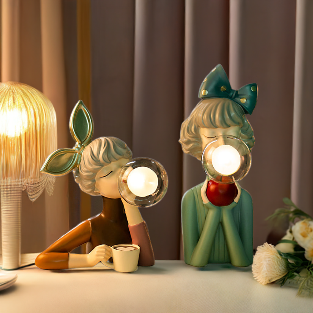 Elegant Girl Resin Table Lamp