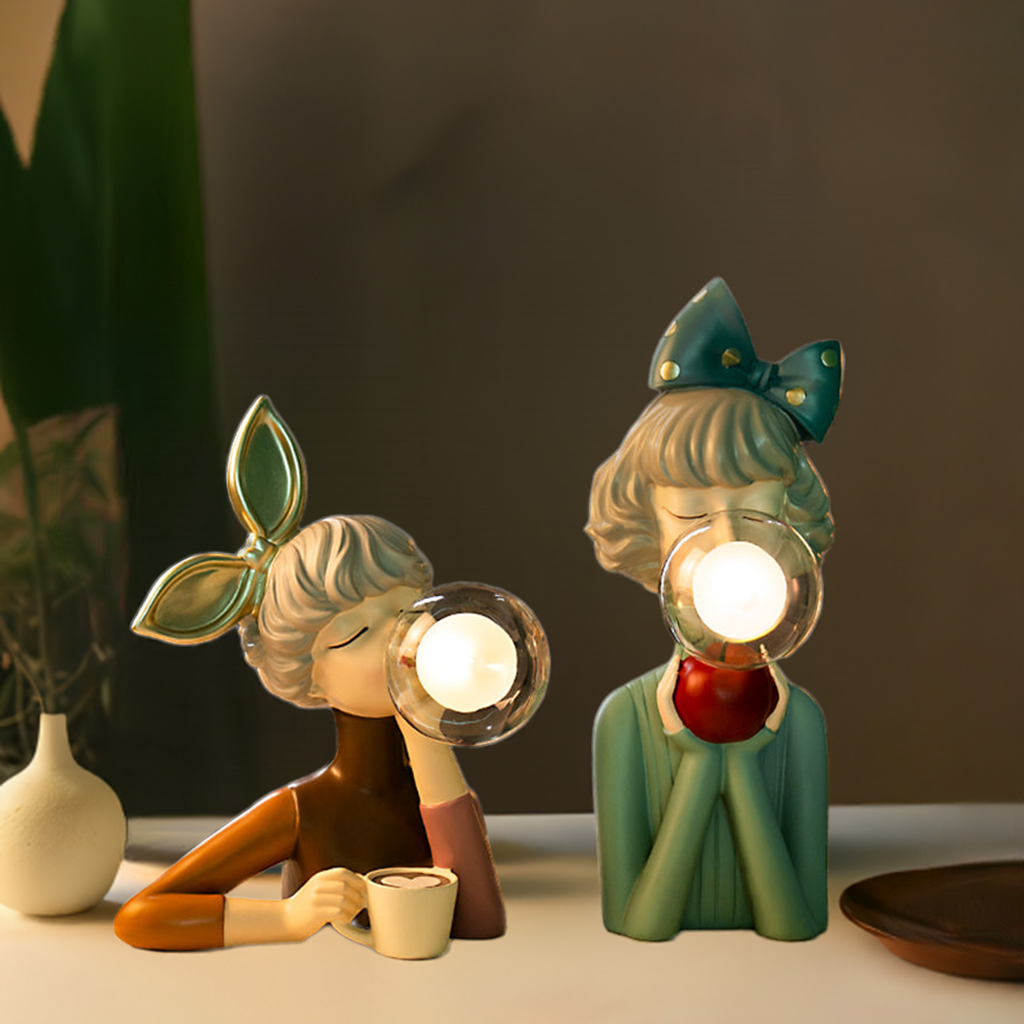 Elegant Girl Resin Table Lamp