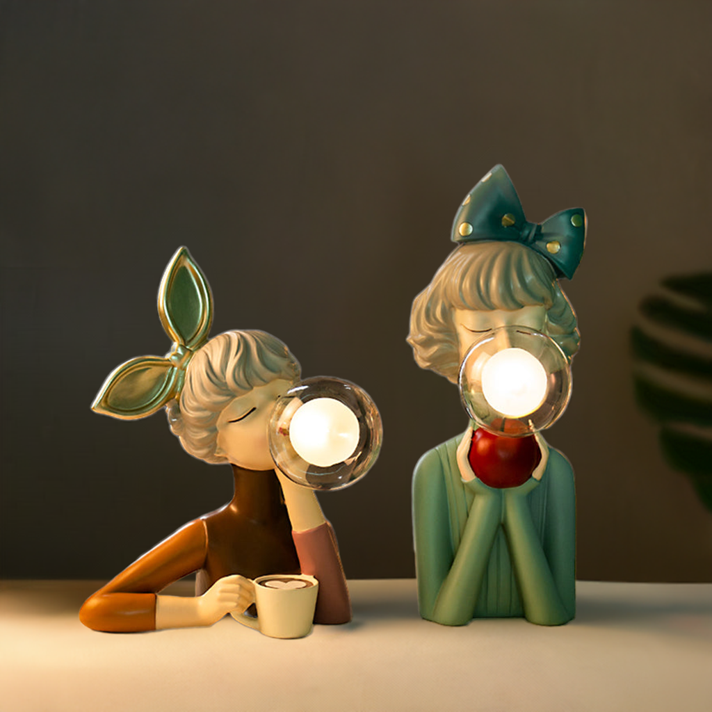 Elegant Girl Resin Table Lamp