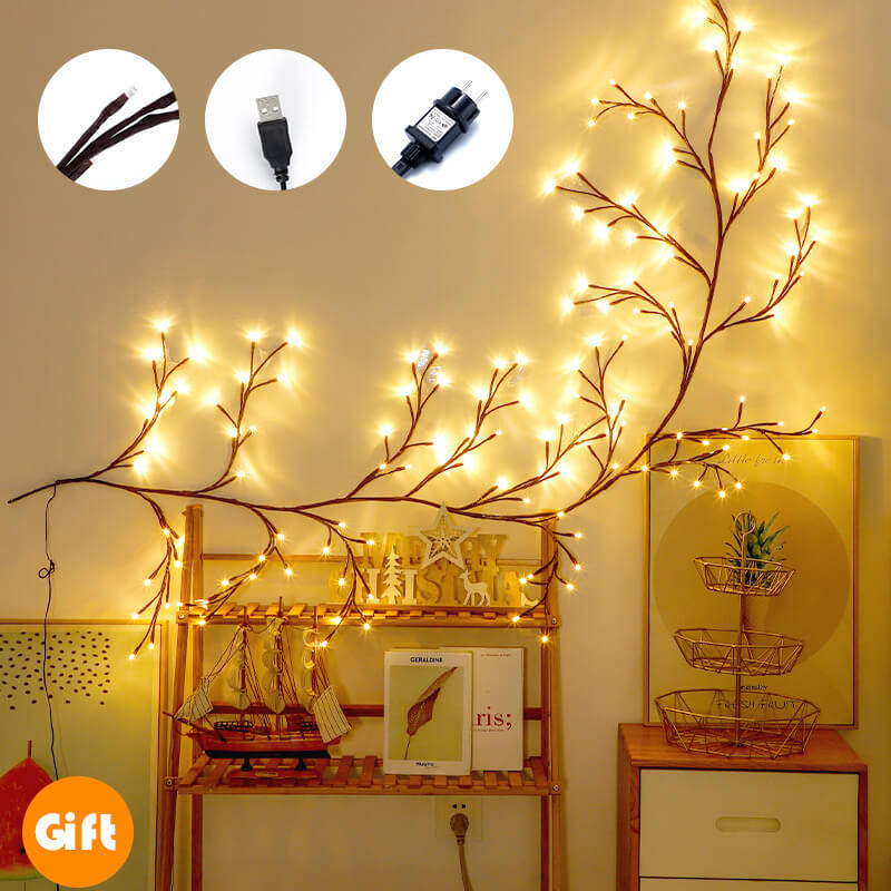 Guirlande lumineuse en rotin avec branches