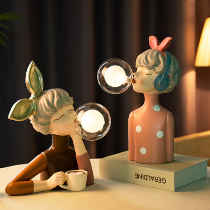 Elegant Girl Resin Table Lamp