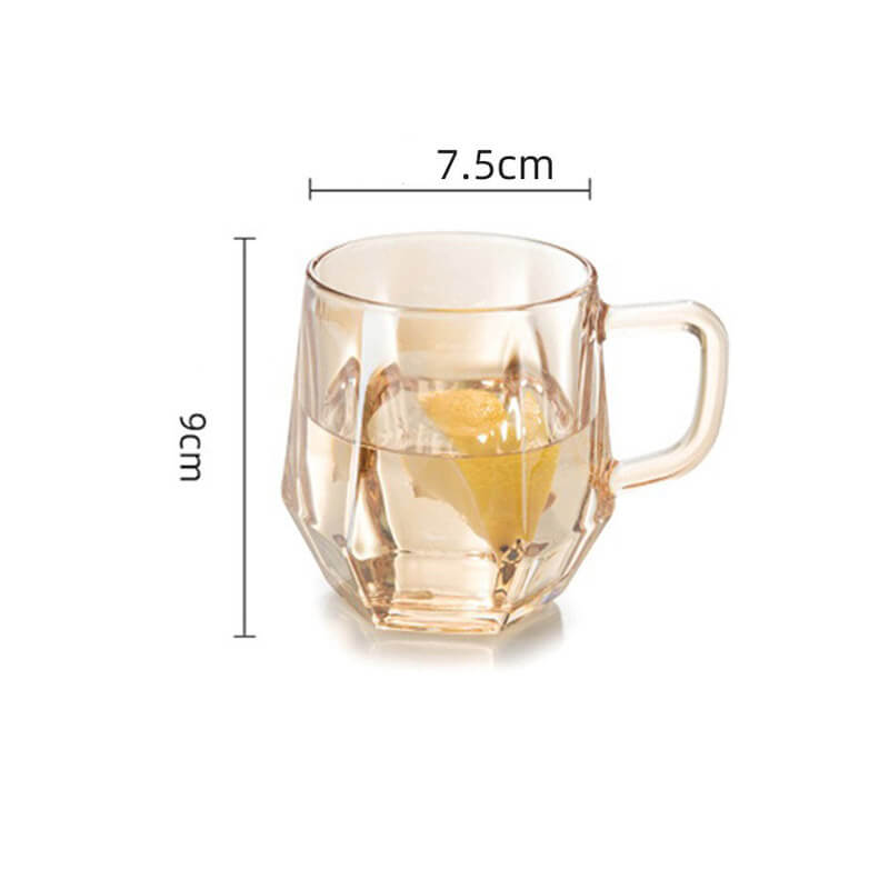 Amber Hexagonal Glass Cup