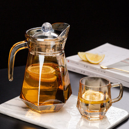 Amber Hexagonal Glass Cup