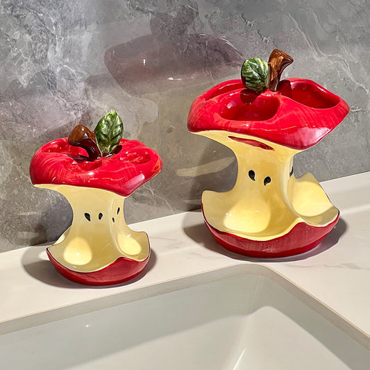 Apple Core Ceramic Toothbrush Holder Base