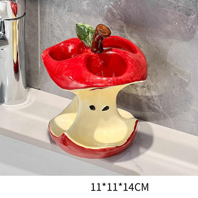 Apple Core Ceramic Toothbrush Holder Base