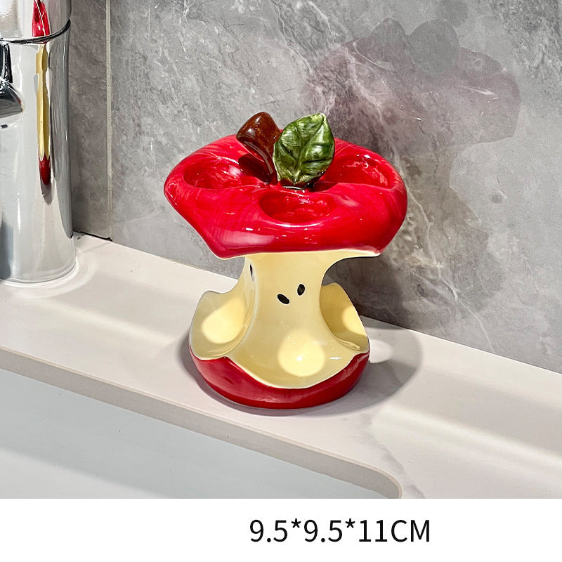Apple Core Ceramic Toothbrush Holder Base