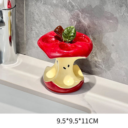 Apple Core Ceramic Toothbrush Holder Base