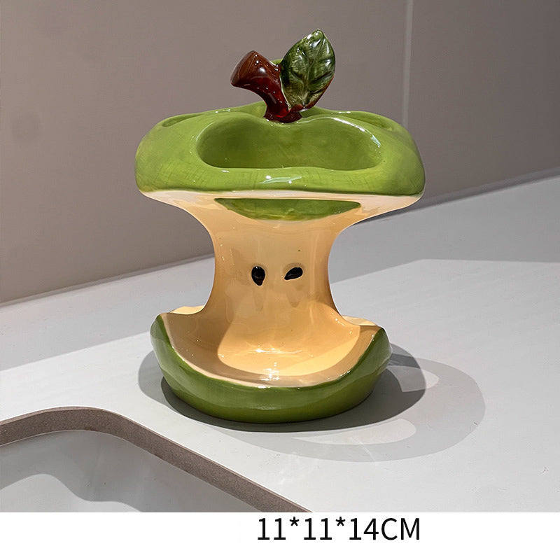 Apple Core Ceramic Toothbrush Holder Base