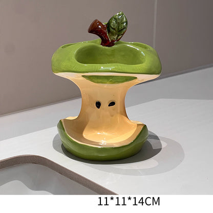 Apple Core Ceramic Toothbrush Holder Base