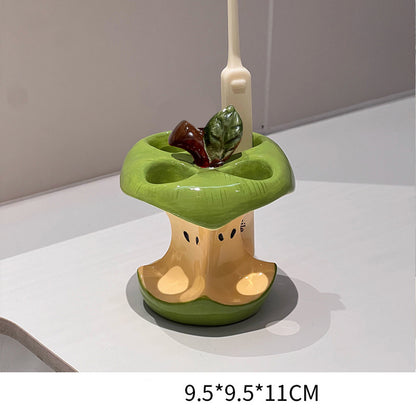 Apple Core Ceramic Toothbrush Holder Base