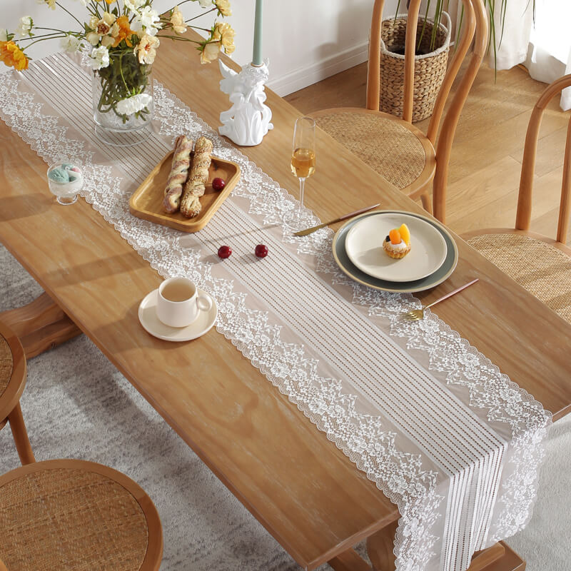 Floral Hollow Macrame Table Runner