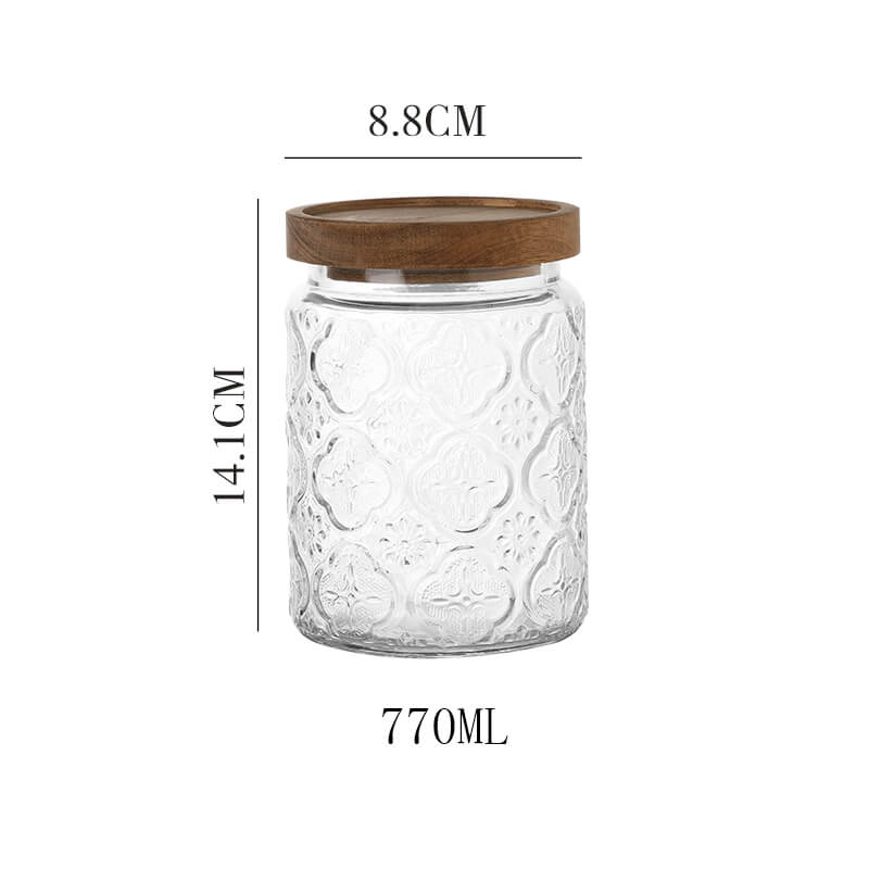 Begonia Embossed Glass Storage Jar