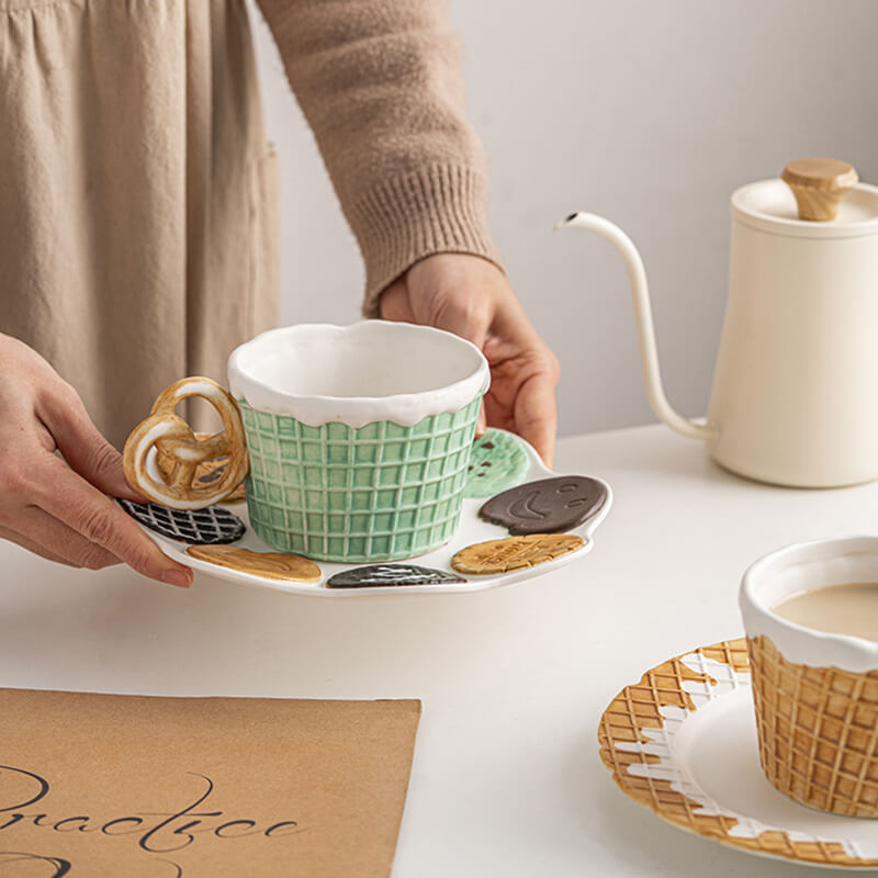 Biscuit Ceramic Cup and Saucer