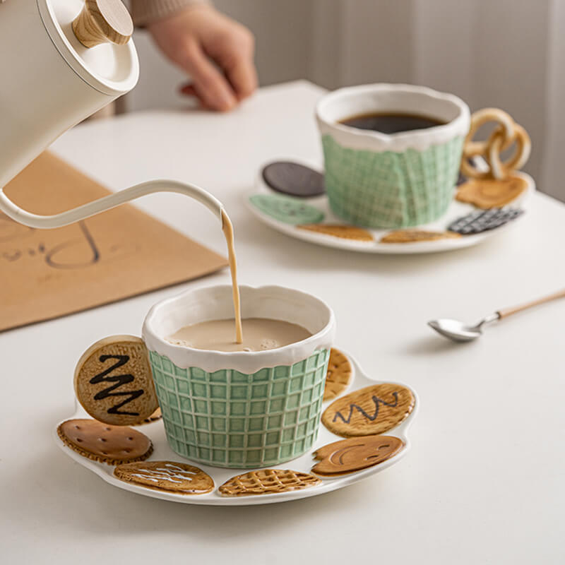 Biscuit Ceramic Cup and Saucer