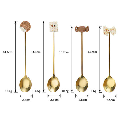 Cartoon Snack Stainless Steel Dessert Spoon 4Pcs Set