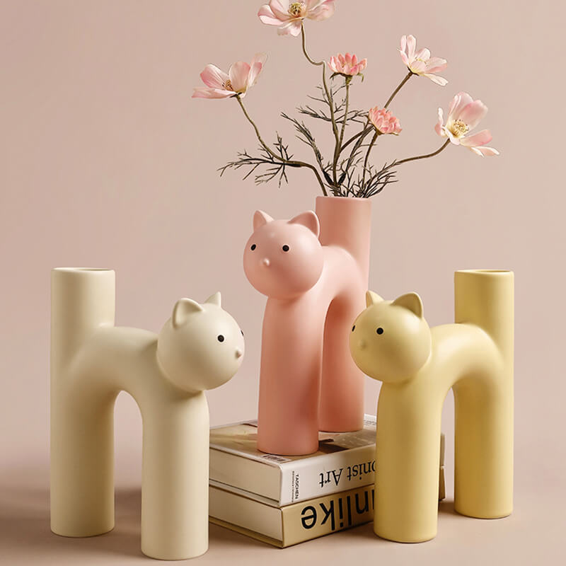 Cat Shape Ceramic Vase