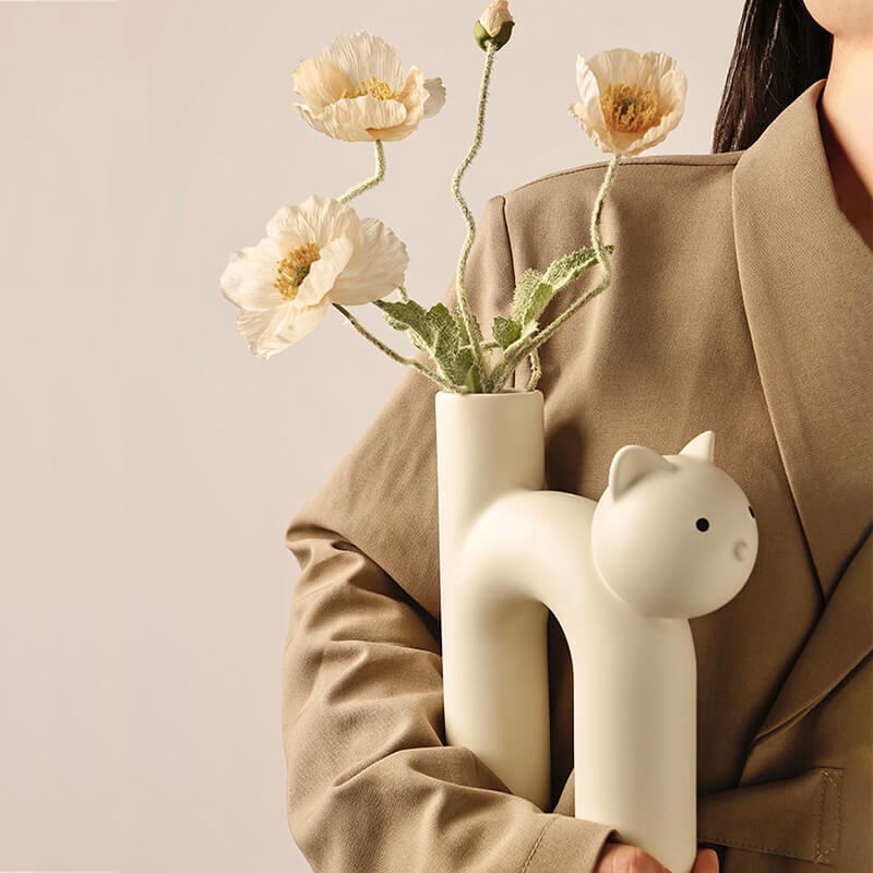 Cat Shape Ceramic Vase