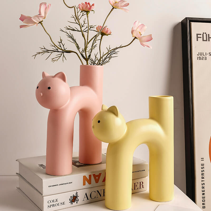 Cat Shape Ceramic Vase