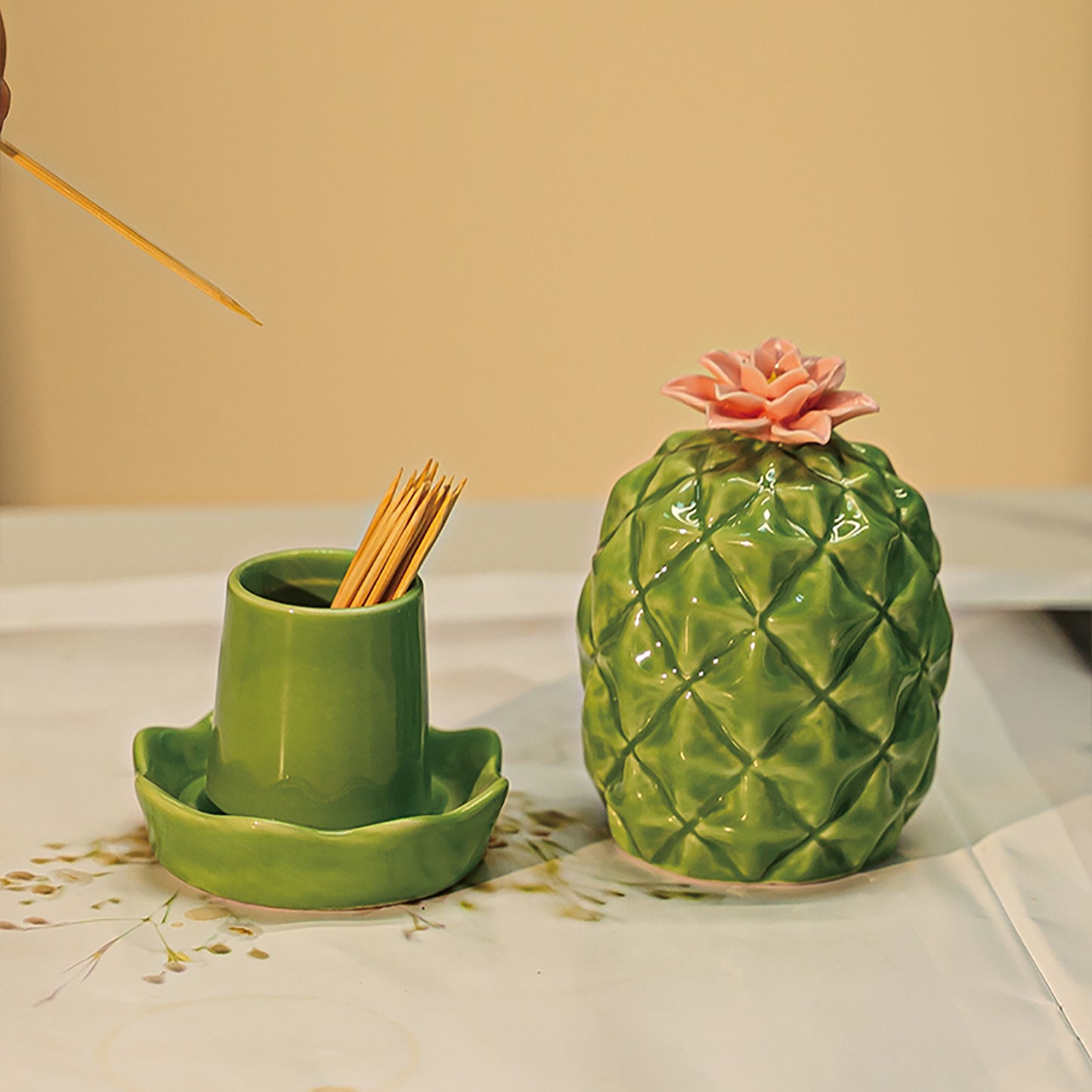 Ceramic Cactus Toothpick Holder