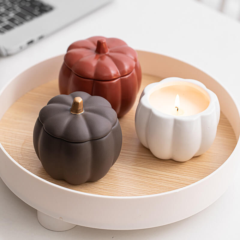 Ceramic Pumpkin Candle Cup