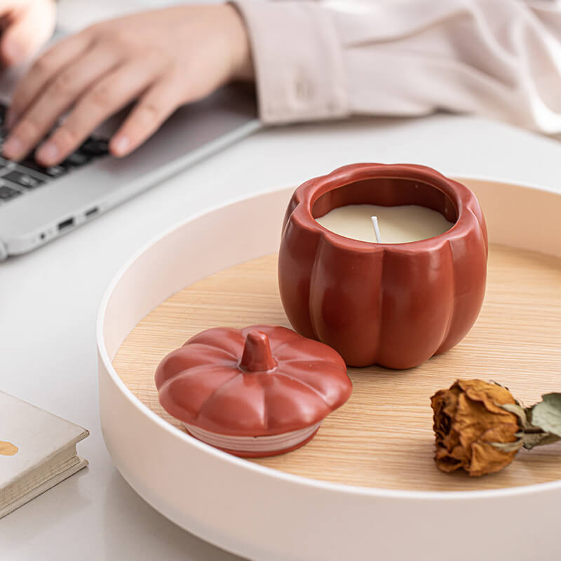 Ceramic Pumpkin Candle Cup