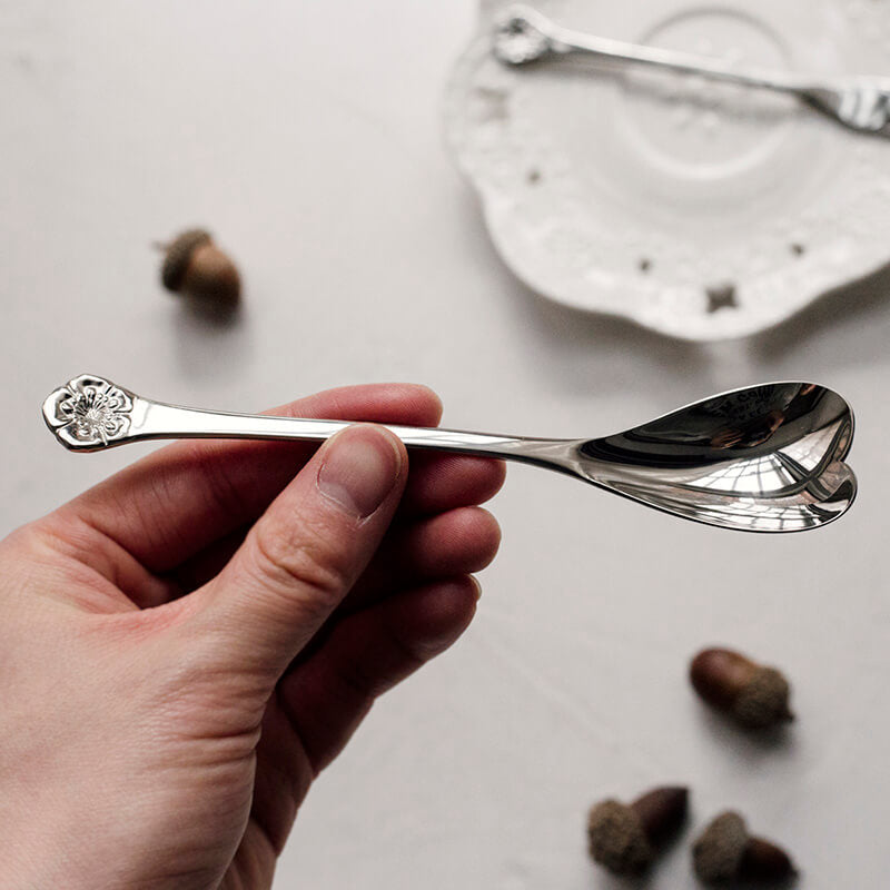 Cherry Blossom Embossed Dessert Spoon & Fork