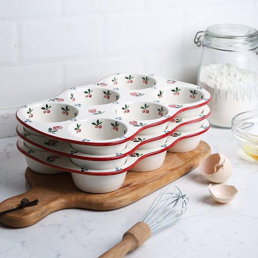 Cherry Print Ceramic Cake Baking Pan