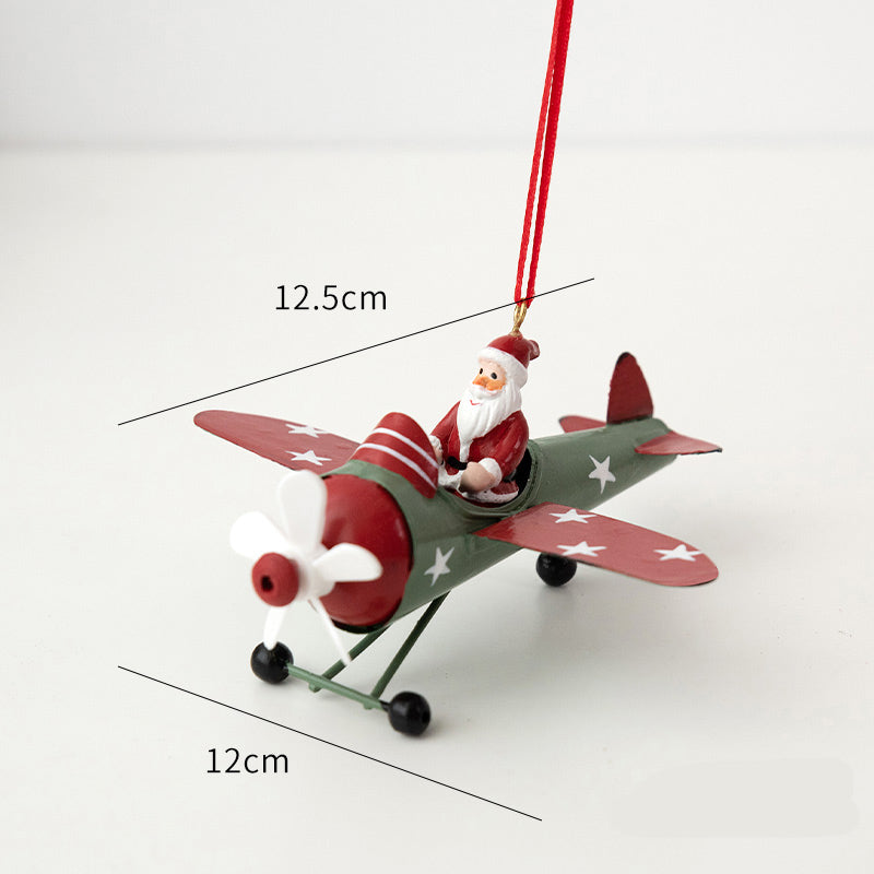 Christmas Airplane Iron Ornament