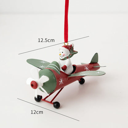 Christmas Airplane Iron Ornament