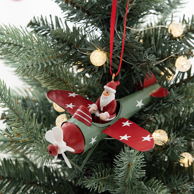 Christmas Airplane Iron Ornament