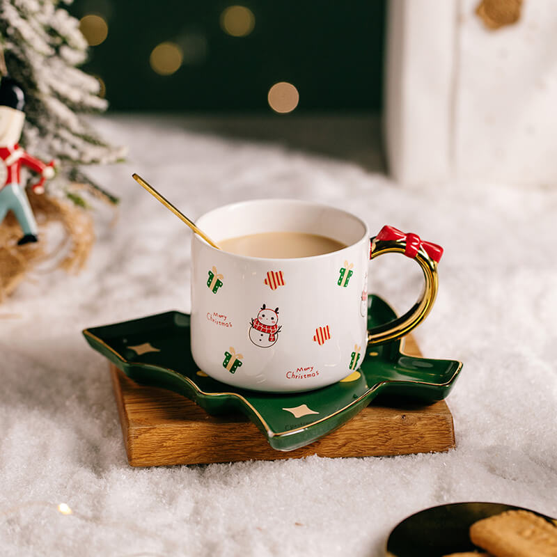 Christmas Ceramic Cups and Saucer