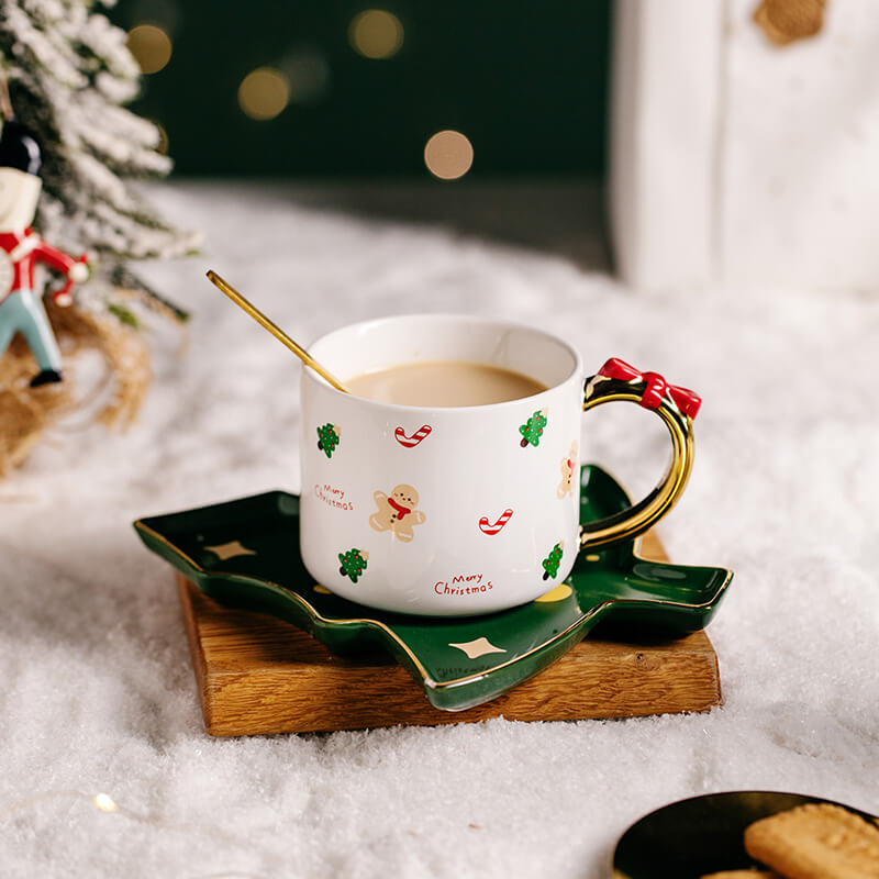 Christmas Ceramic Cups and Saucer