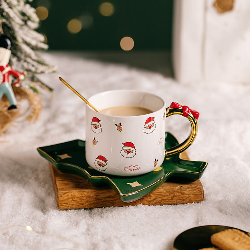 Christmas Ceramic Cups and Saucer