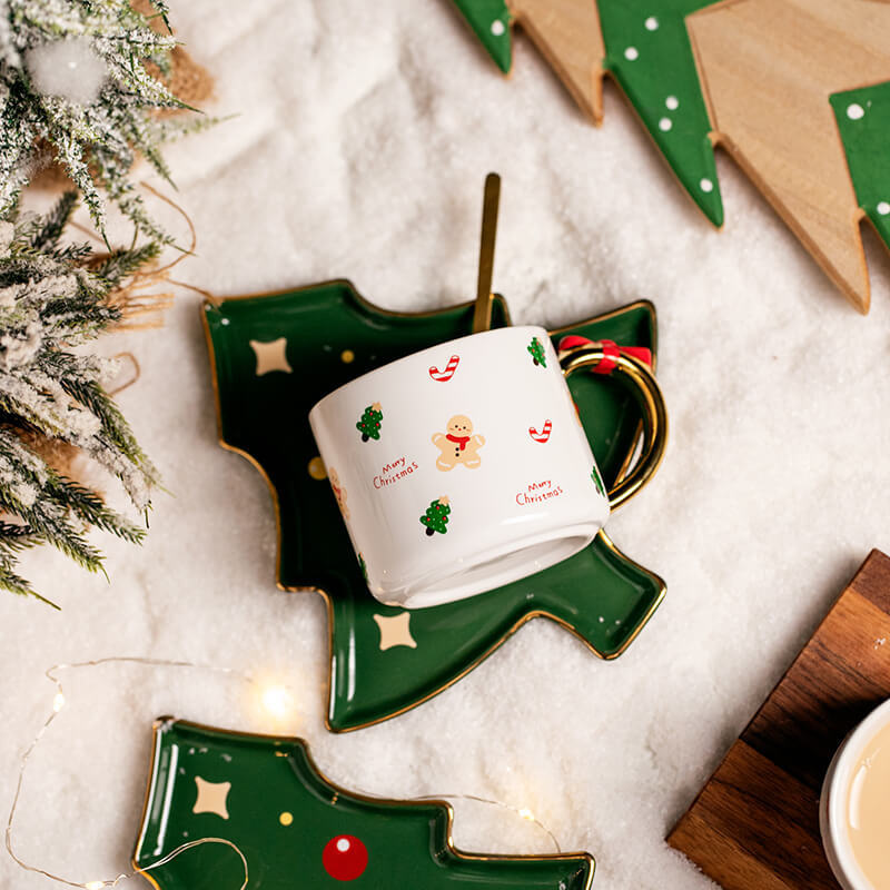 Christmas Ceramic Cups and Saucer