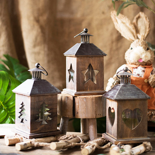 Christmas Vintage Wooden House Candle Holder